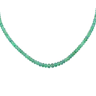 Certified & Appraised Rhapsody AAAA Kagem Zambian Emerald 70.00 ctw Beaded Graduation Necklace 18 Inches 950 Platinum