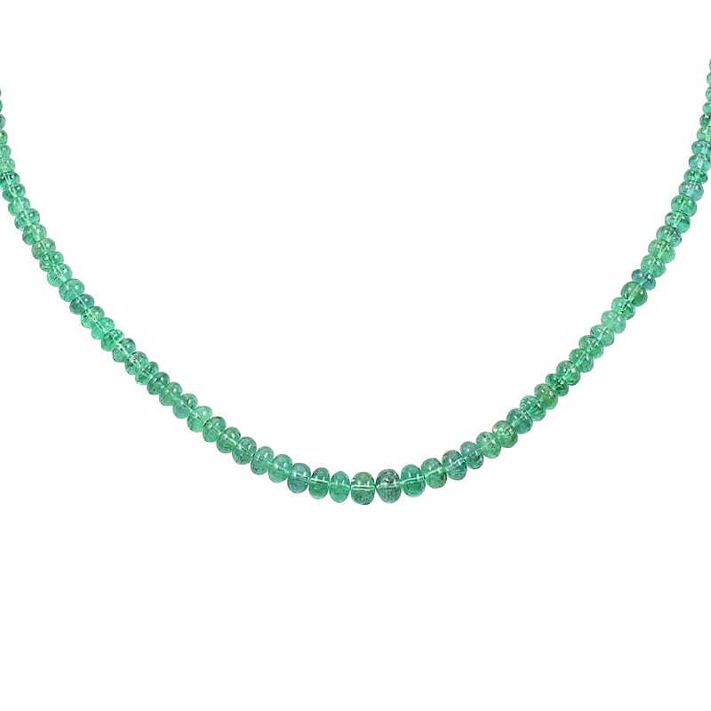 Certified & Appraised Rhapsody AAAA Kagem Zambian Emerald 70.00 ctw Beaded Graduation Necklace 18 Inches 950 Platinum