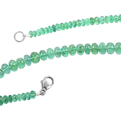Certified & Appraised Rhapsody AAAA Kagem Zambian Emerald 70.00 ctw Beaded Graduation Necklace 18 Inches 950 Platinum