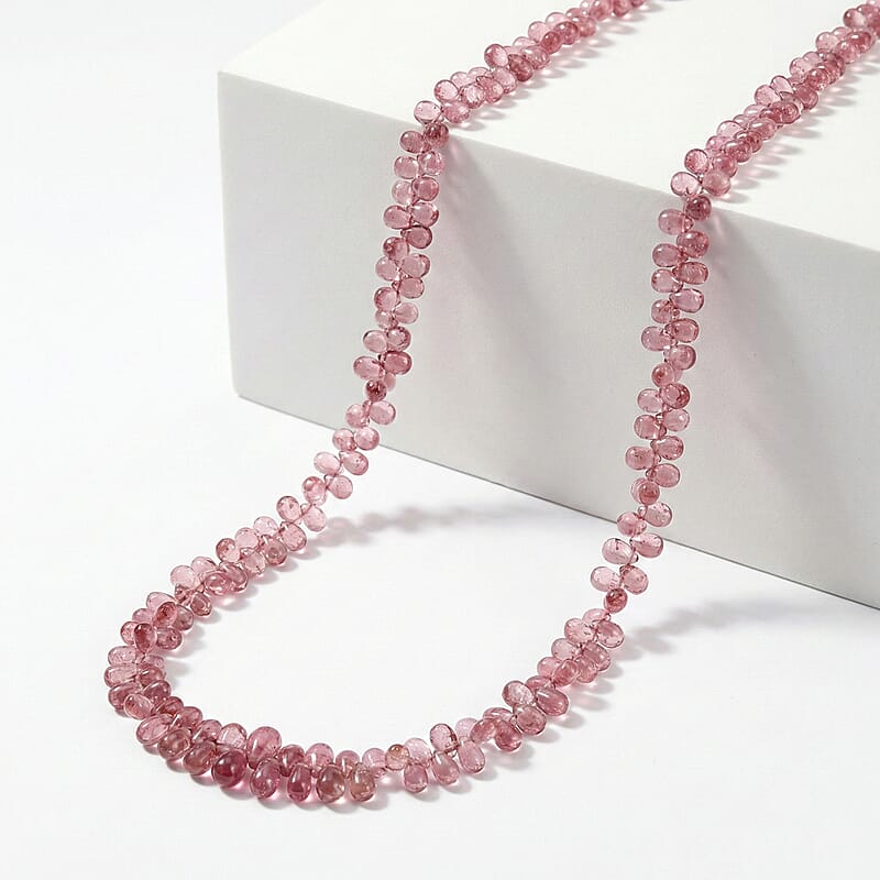 Certified & Appraised Rhapsody 950 Platinum AAA Morro Redondo Pink Tourmaline Beaded Graduation Necklace 18 Inches 40.00 ctw