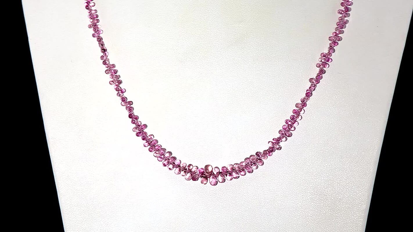 Certified & Appraised Rhapsody 950 Platinum AAA Morro Redondo Pink Tourmaline Beaded Graduation Necklace 18 Inches 40.00 ctw