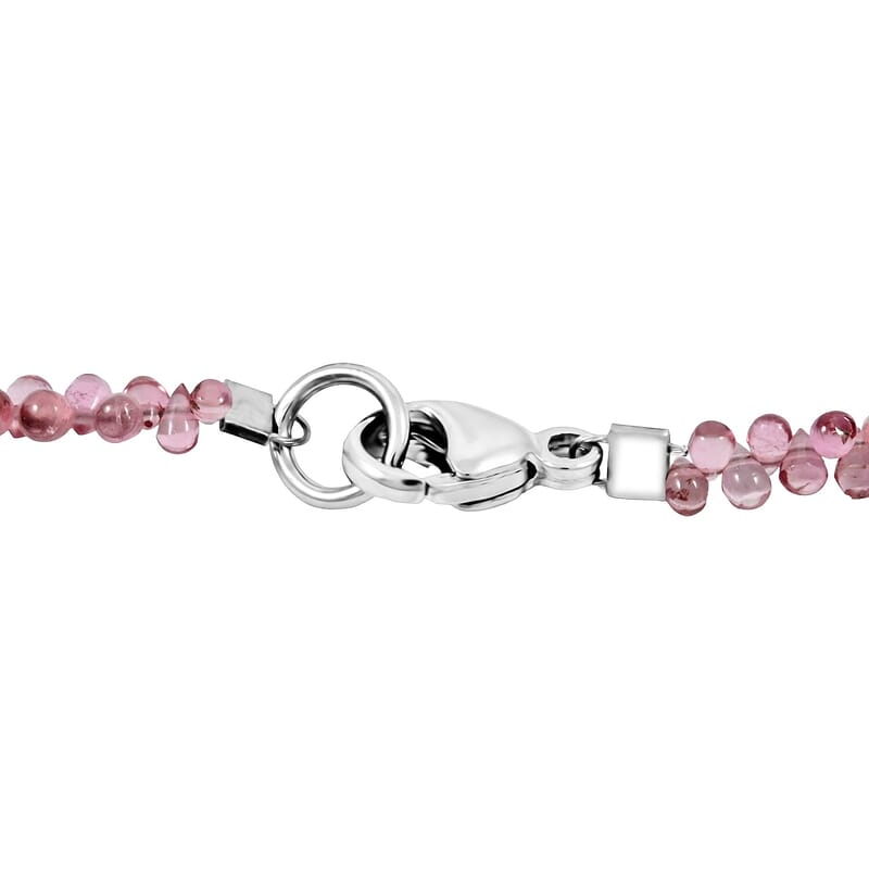 Certified & Appraised Rhapsody 950 Platinum AAA Morro Redondo Pink Tourmaline Beaded Graduation Necklace 18 Inches 40.00 ctw