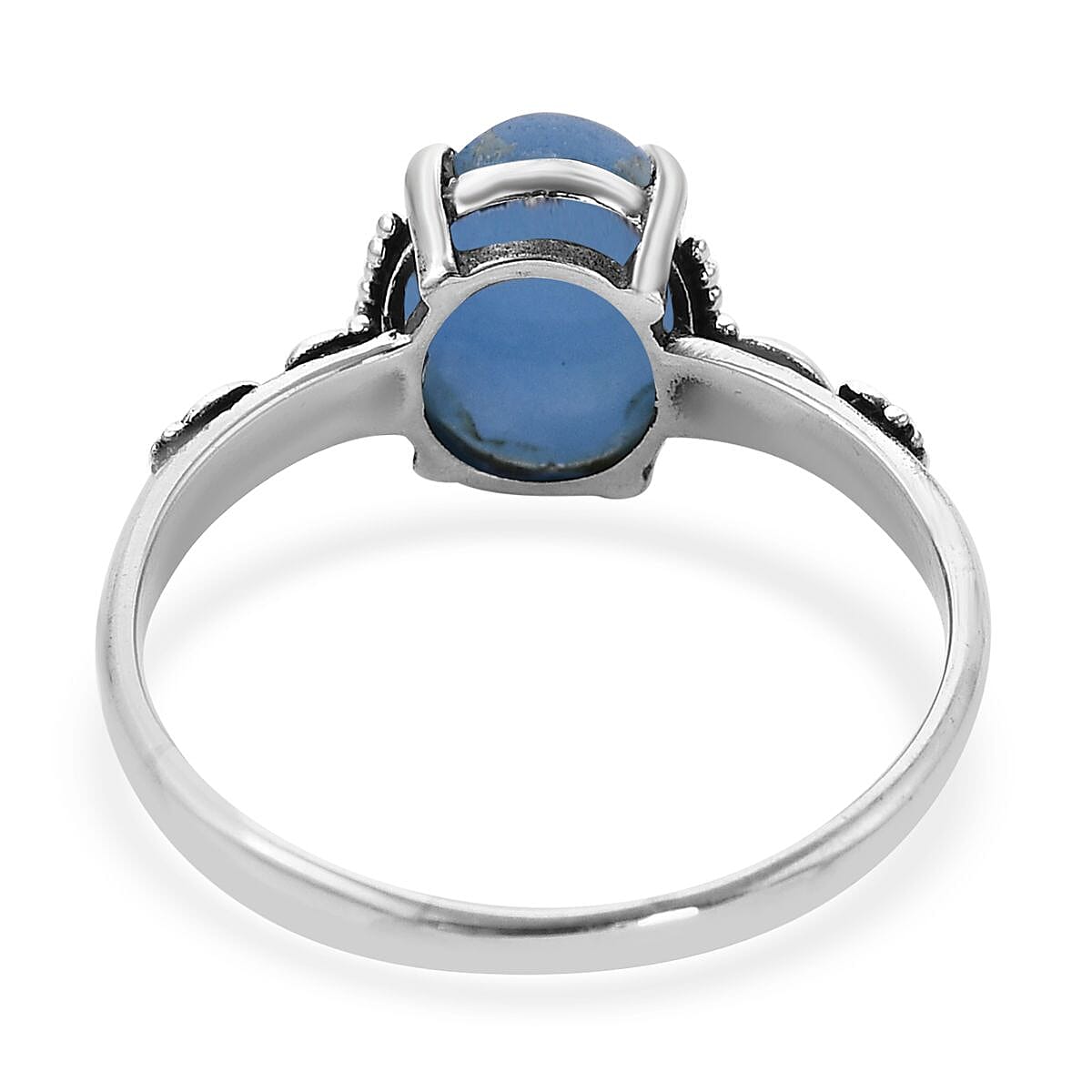 Bali Legacy Blue Jade (D) Floral Ring in Sterling Silver (Size 8.0) 2.50 ctw