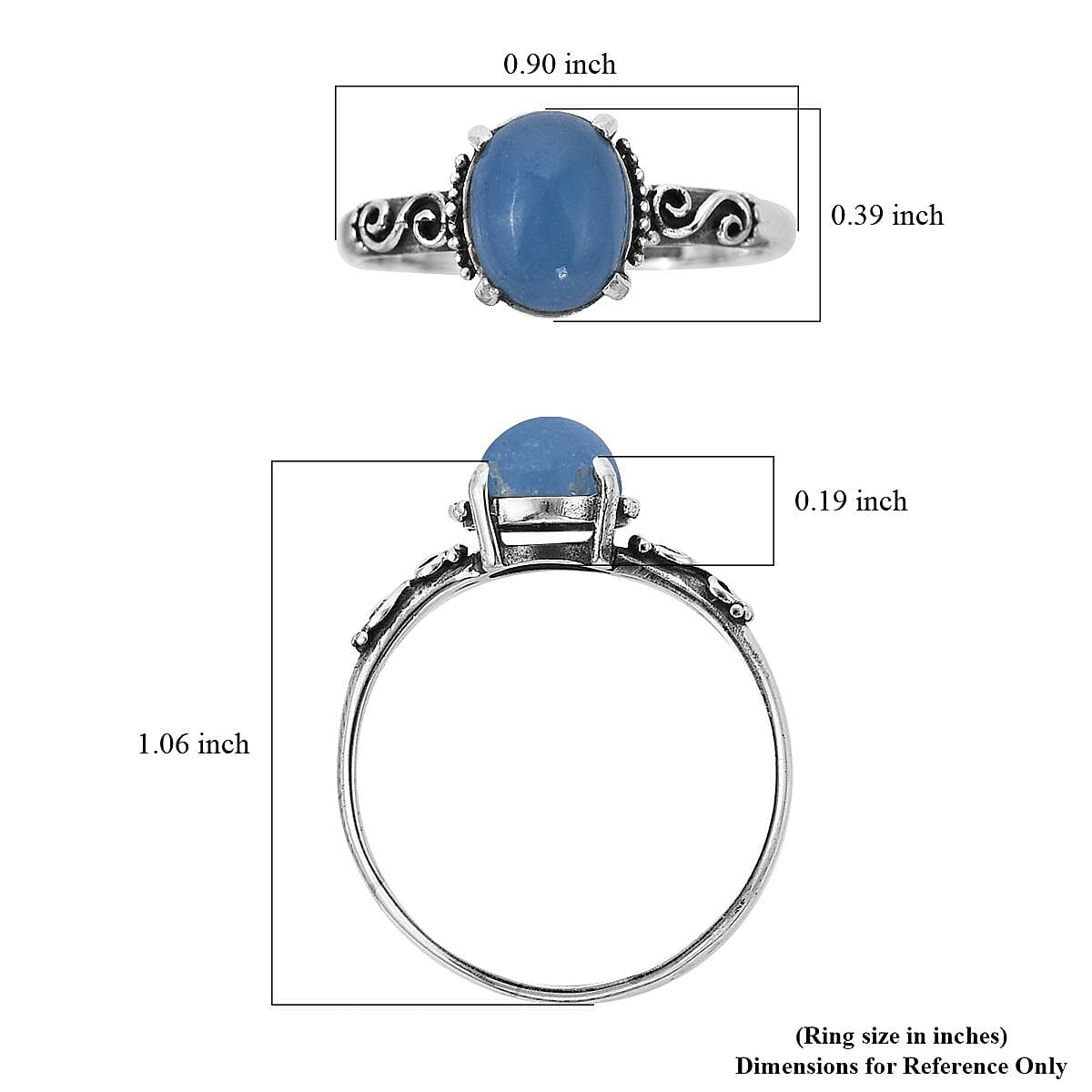 Bali Legacy Blue Jade (D) Floral Ring in Sterling Silver (Size 8.0) 2.50 ctw
