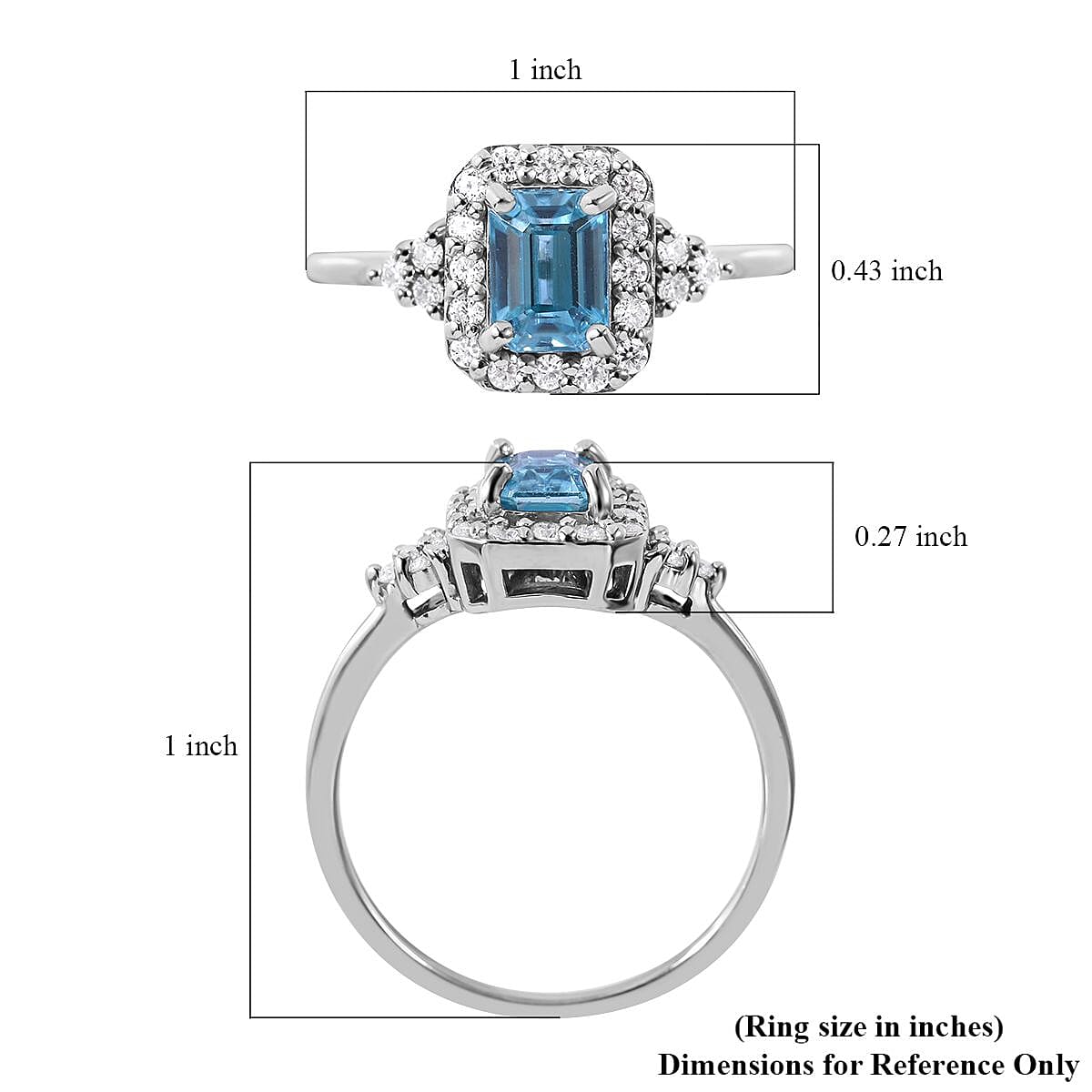 Cambodian Blue Zircon, Moissanite Halo Ring in Platinum Over Sterling Silver (Size 9.0) 1.75 ctw image number 4