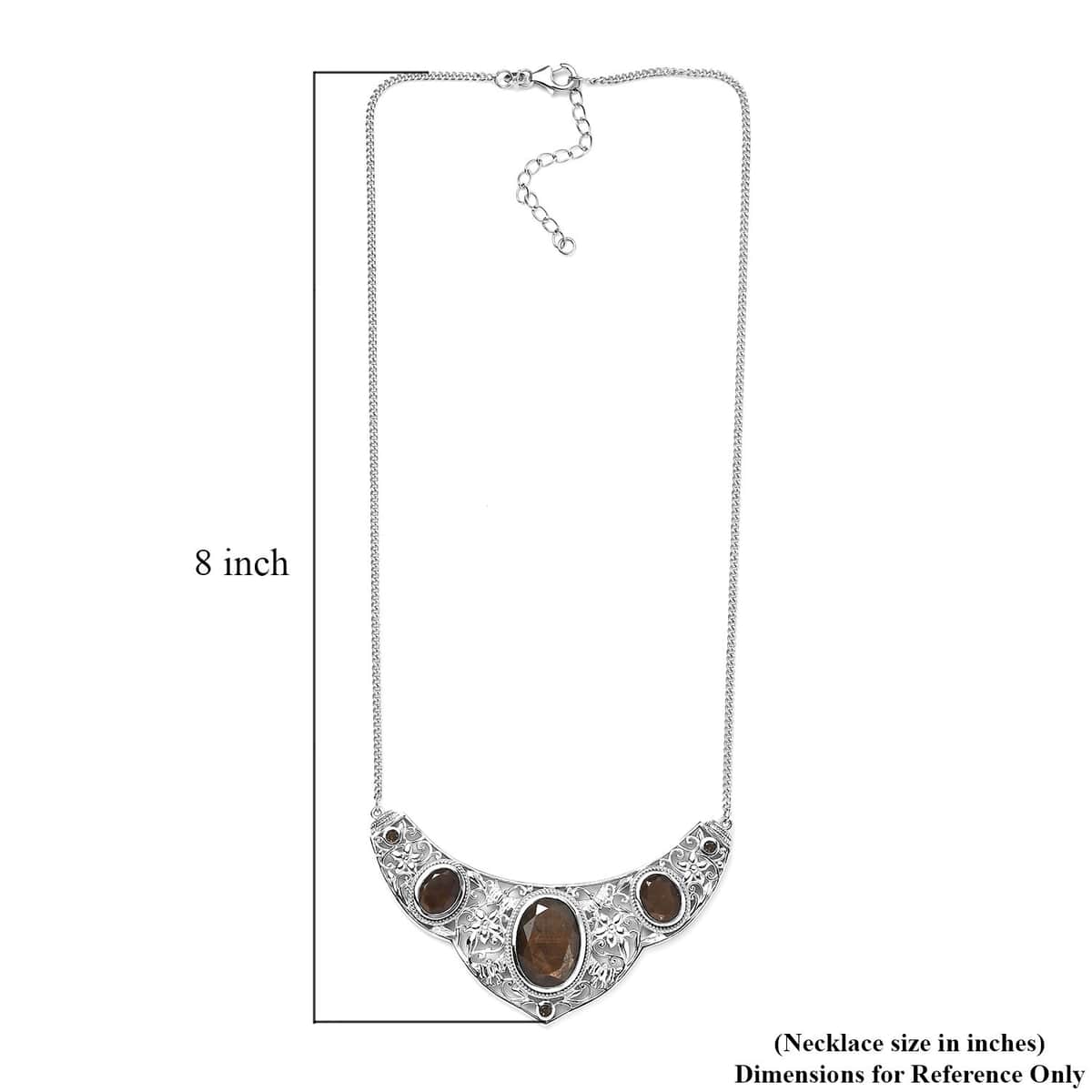 Chocolate Sapphire and Smoky Quartz Necklace 18 Inches in Platinum Over Sterling Silver 22.15 ctw image number 5