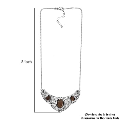 D'Joy Chocolate Sapphire and Smoky Quartz Necklace 18 Inches in Platinum Over Sterling Silver 22.15 ctw
