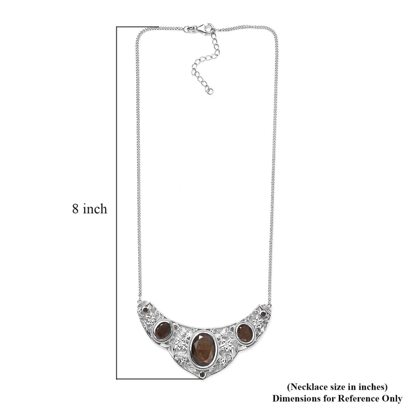 D'Joy Chocolate Sapphire and Smoky Quartz Necklace 18 Inches in Platinum Over Sterling Silver 22.15 ctw