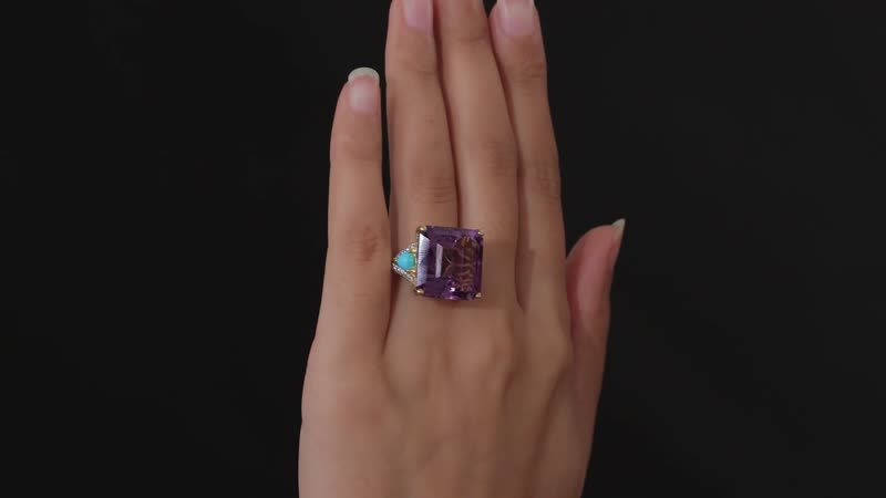 Premium Moroccan Amethyst, Multi Gemstone Ring in Vermeil YG Over Sterling Silver (Size 7.0) 26.90 ctw