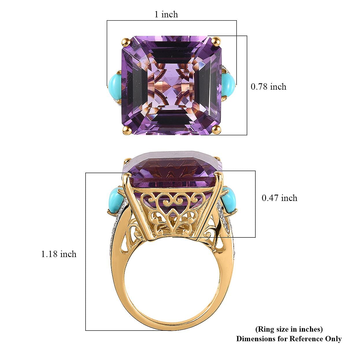 Premium Moroccan Amethyst and Multi Gemstone Ring in Vermeil Yellow Gold Over Sterling Silver (Size 10.0) 26.90 ctw