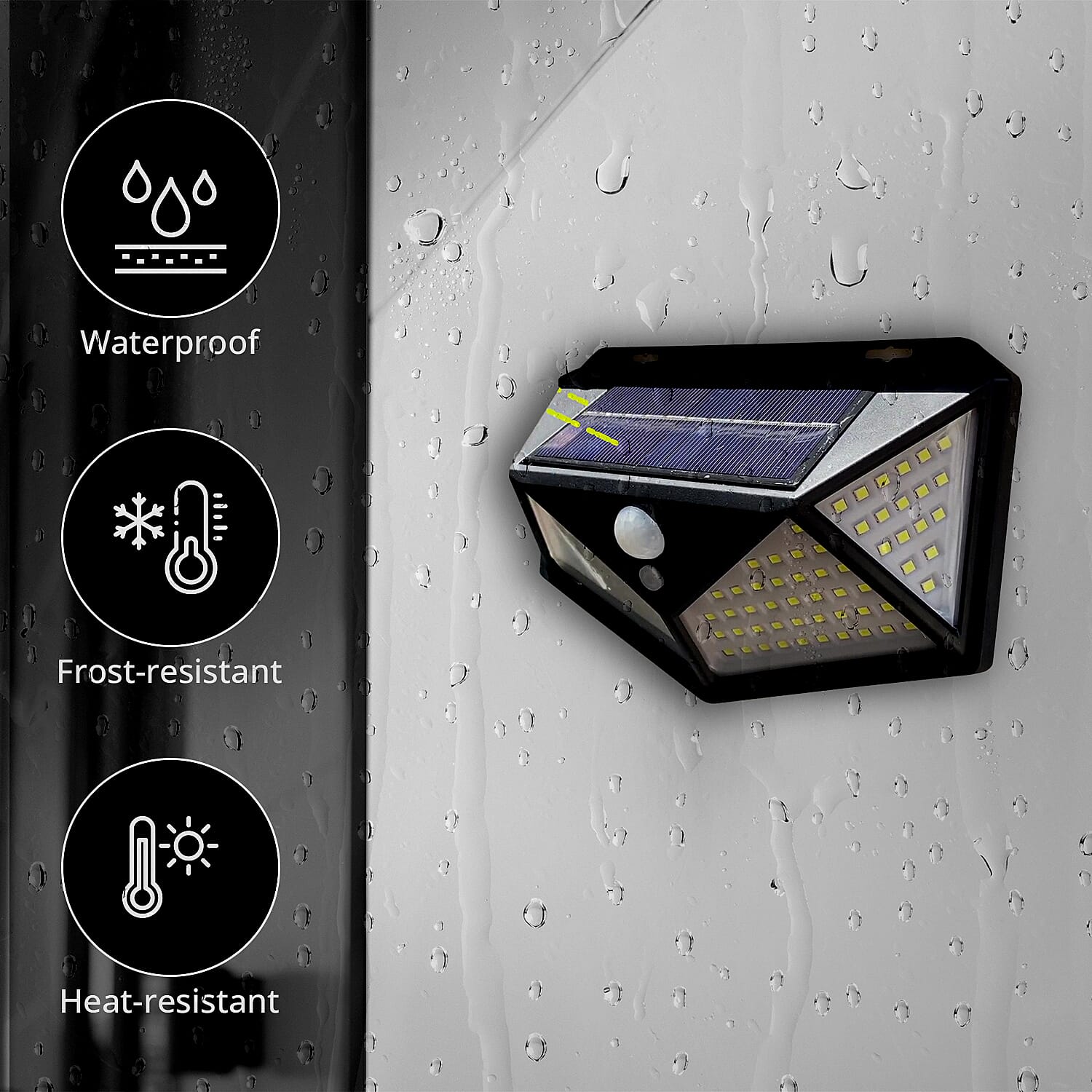 Black 2 Pack Solar Motion Sensor 100LED Wall Lamp