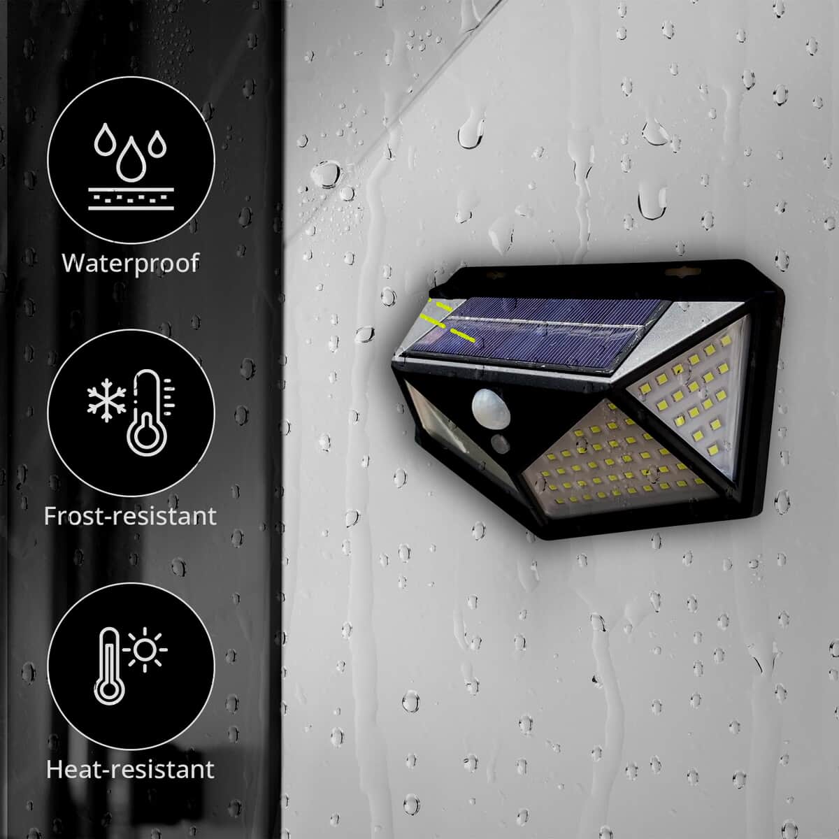 Black 2 Pack Solar Motion Sensor 100LED Wall Lamp image number 2