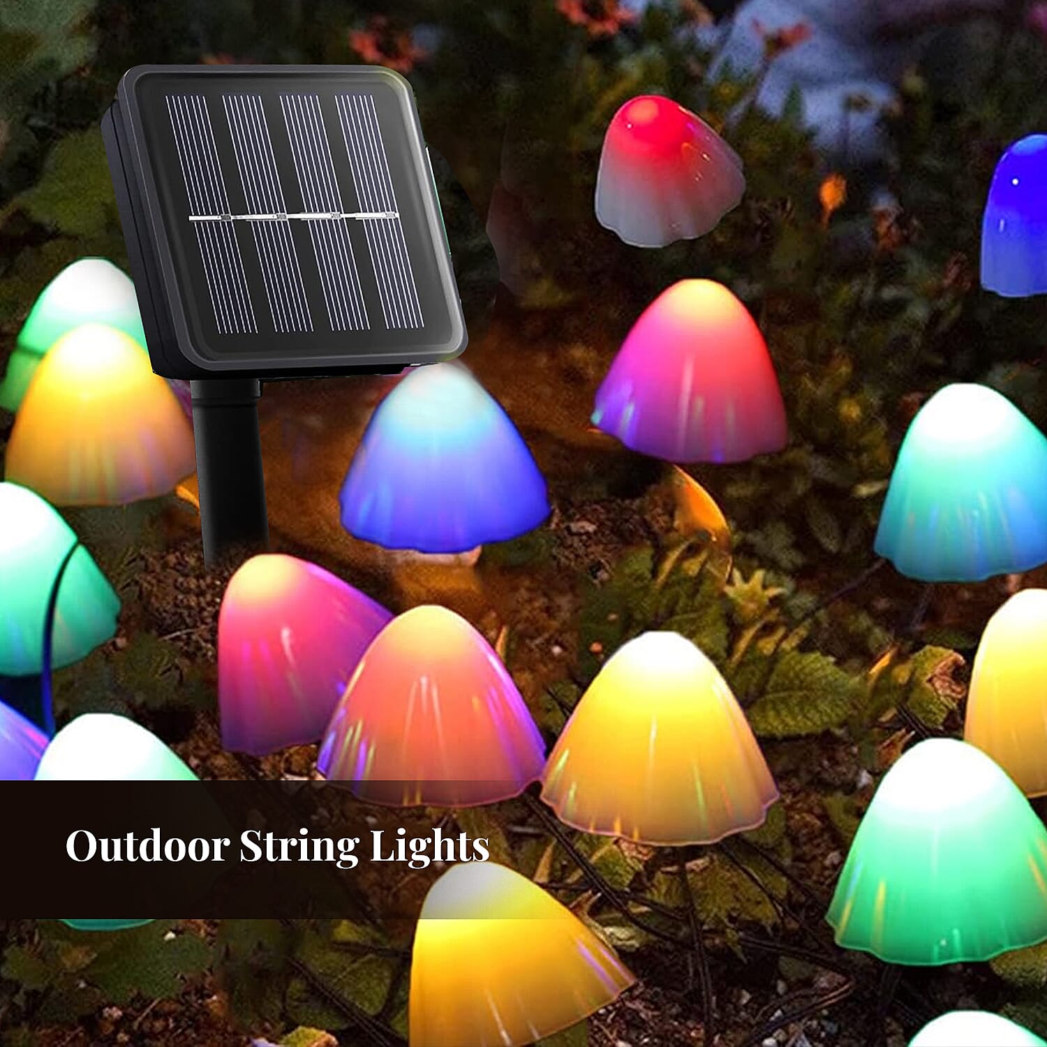 Mushroom Pattern Solar Powered Outdoor String Lights (3.5 m)