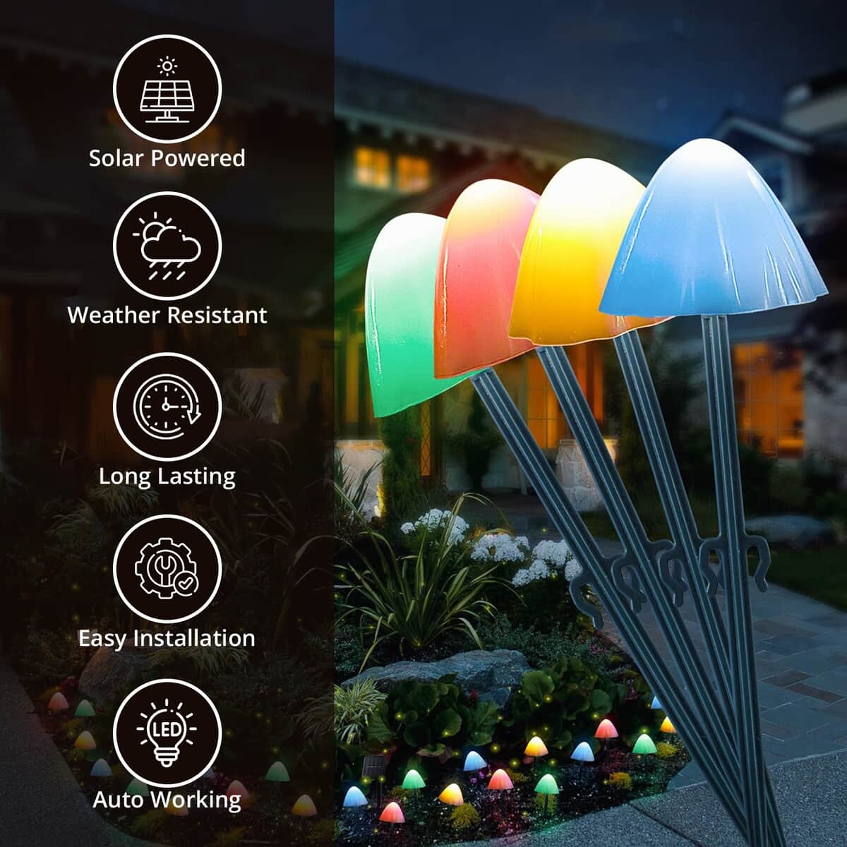 Mushroom Pattern Solar Powered Outdoor String Lights (3.5 m) image number 2