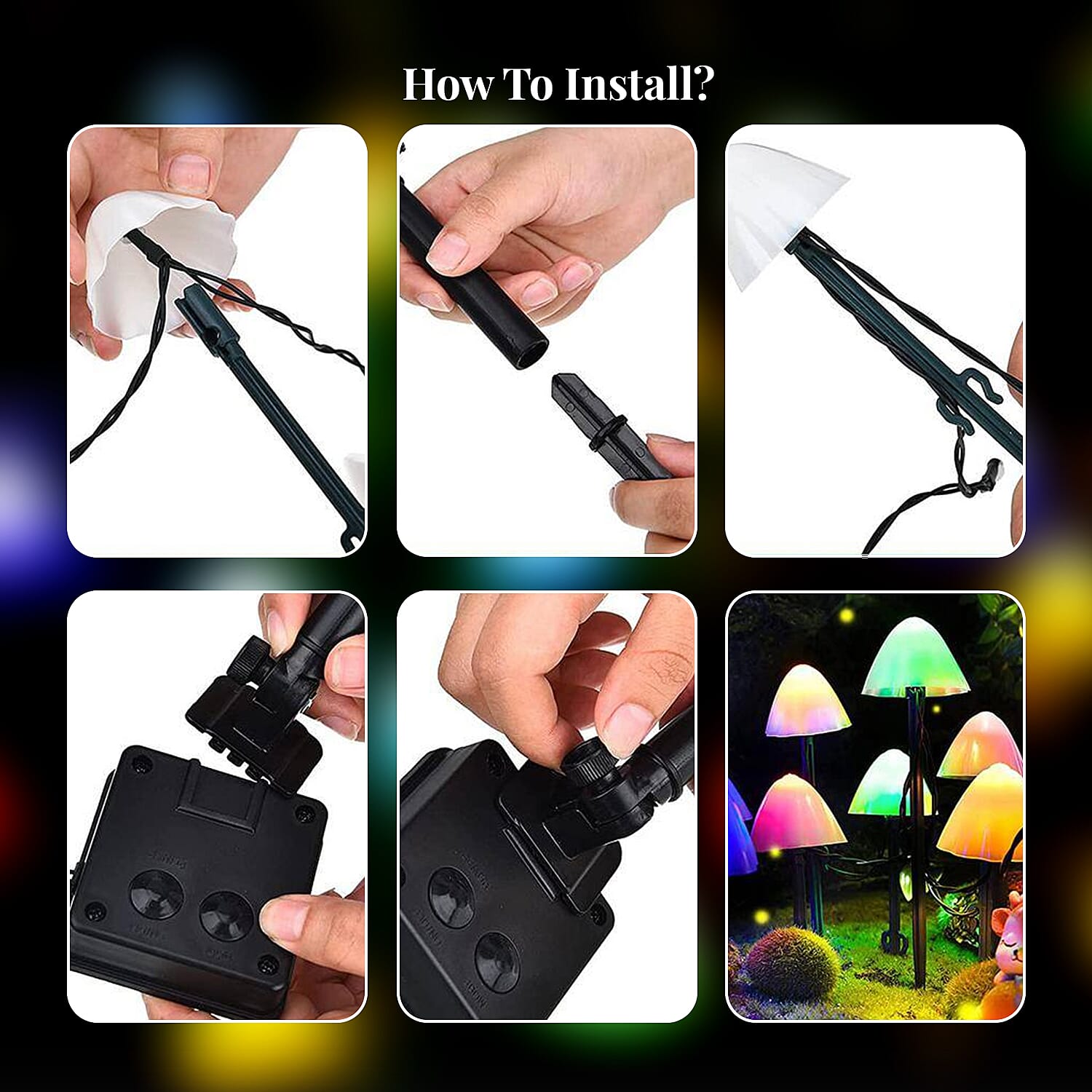 Mushroom Pattern Solar Powered Outdoor String Lights (3.5 m)