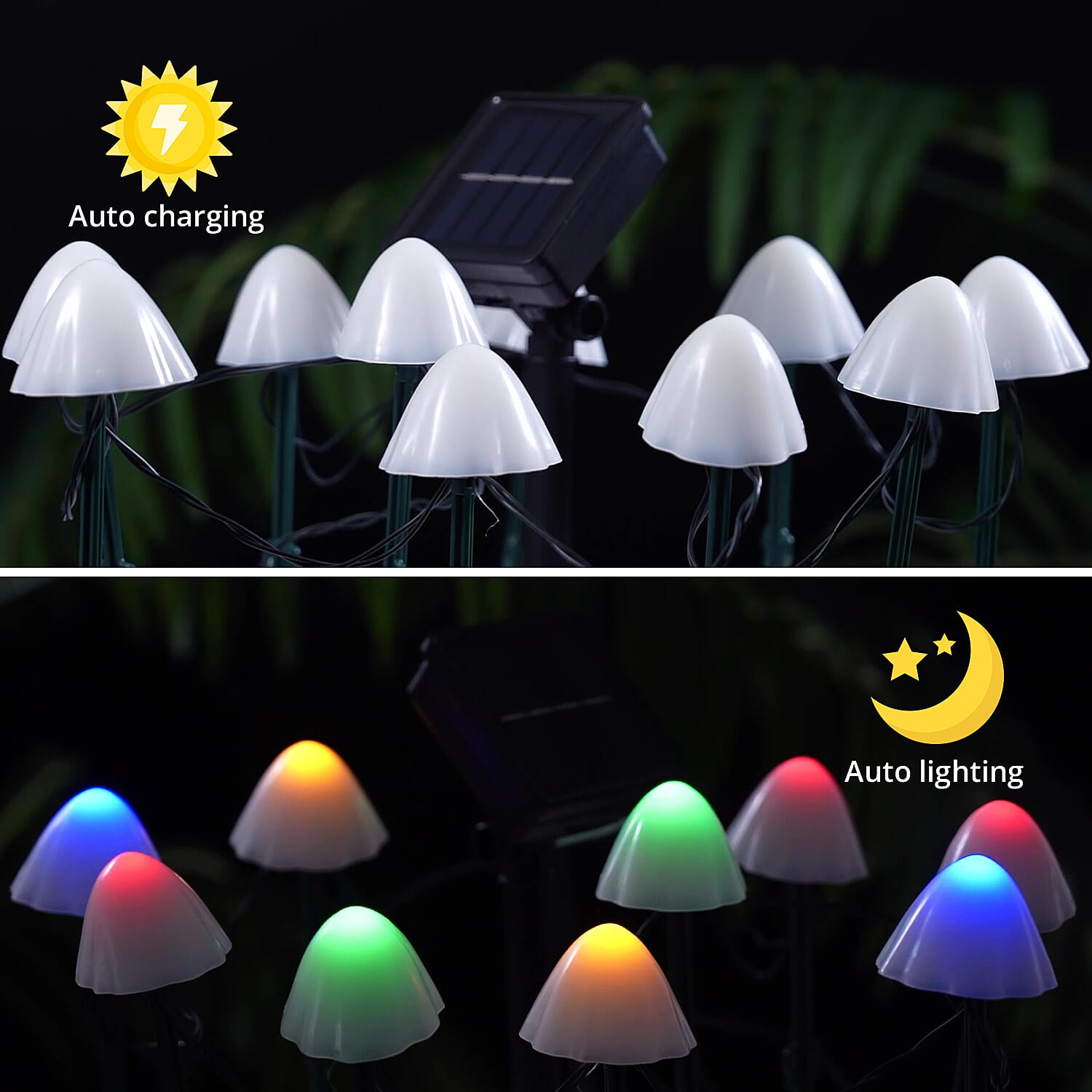 Mushroom Pattern Solar Powered Outdoor String Lights (3.5 m)