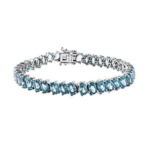 Cambodian Blue Zircon Tennis Bracelet in Platinum Over Sterling Silver (6.50 In) 23.90 ctw