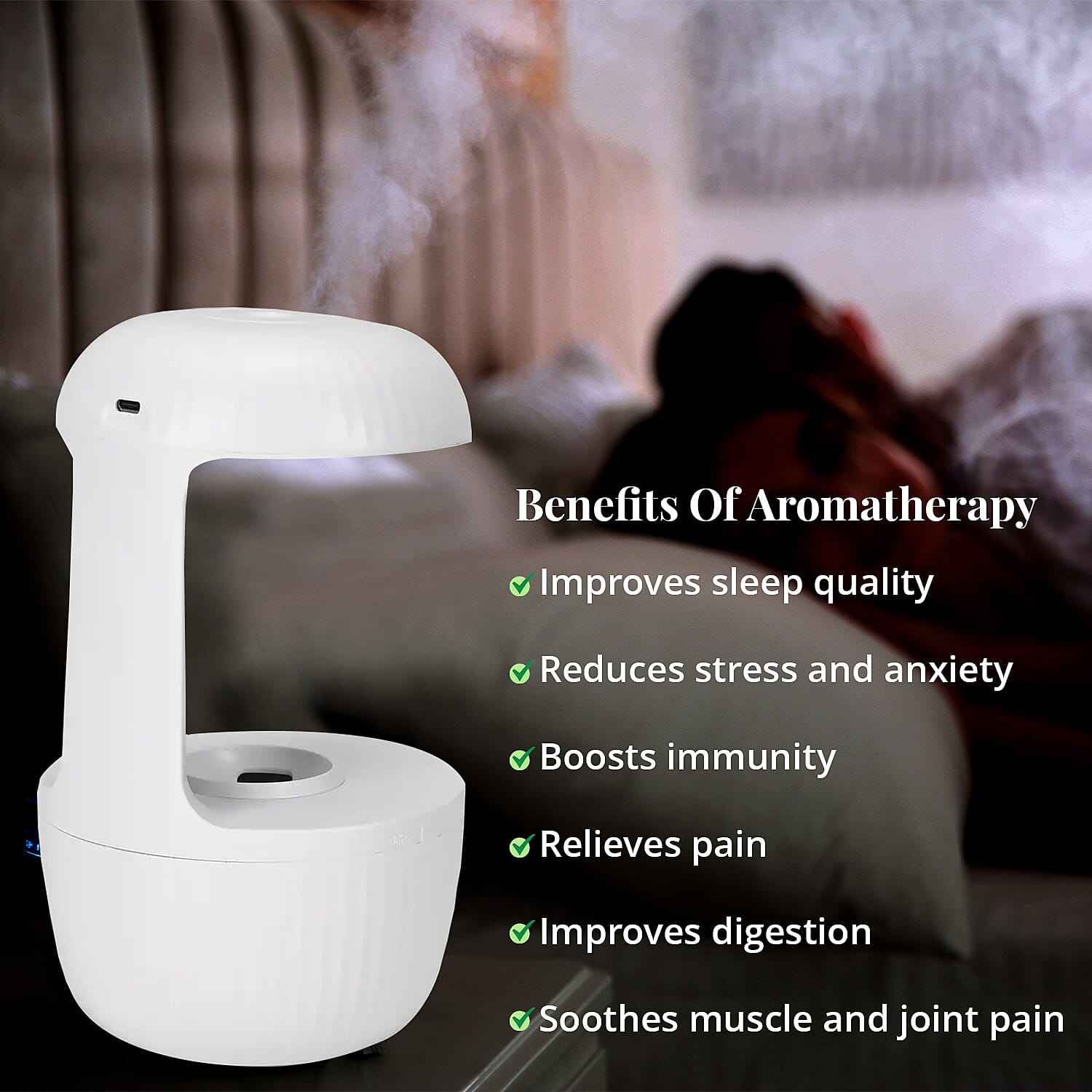 Homesmart Portable Aroma Humidifier with 10 Essential Oil (500ml Capacity)