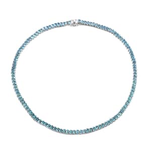 Cambodian Blue Zircon Tennis Necklace 18 Inches in Platinum Over Sterling Silver 45.60 ctw