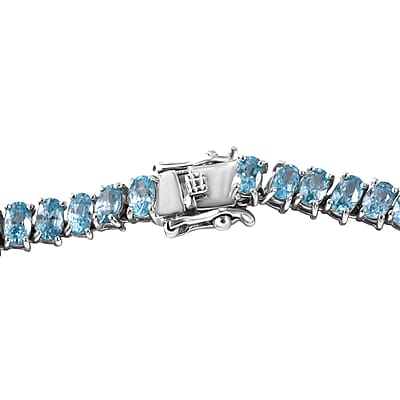 Cambodian Blue Zircon Tennis Necklace 18 Inches in Platinum Over Sterling Silver 45.60 ctw