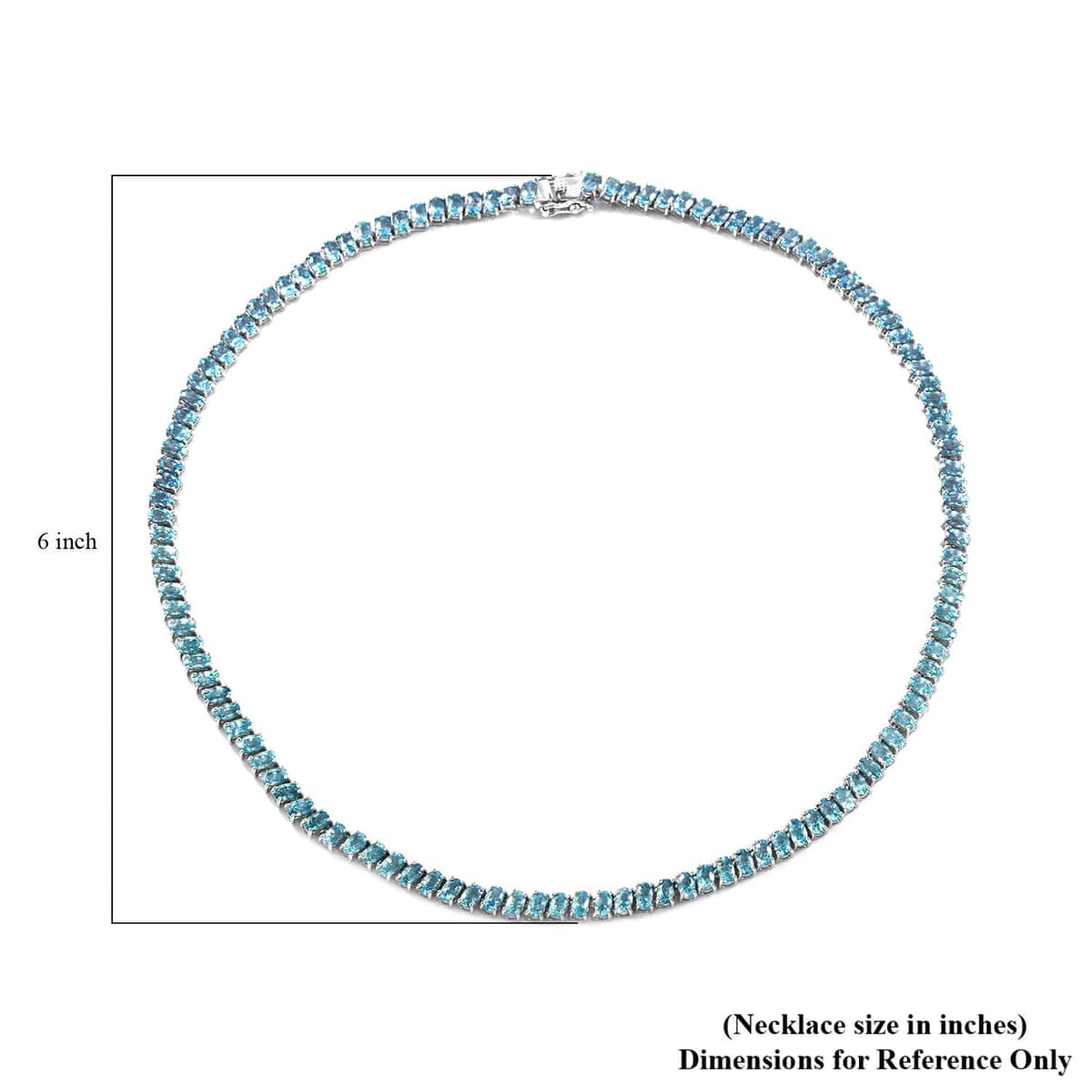 Cambodian Blue Zircon Tennis Necklace 18 Inches in Platinum Over Sterling Silver 45.60 ctw image number 4