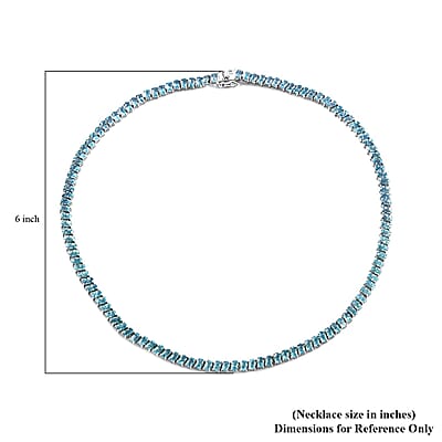 Cambodian Blue Zircon Tennis Necklace 18 Inches in Platinum Over Sterling Silver 45.60 ctw