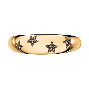 Champagne Diamond 0.05 ctw Ring in Vermeil Yellow Gold Over Sterling Silver (Size 8.0)