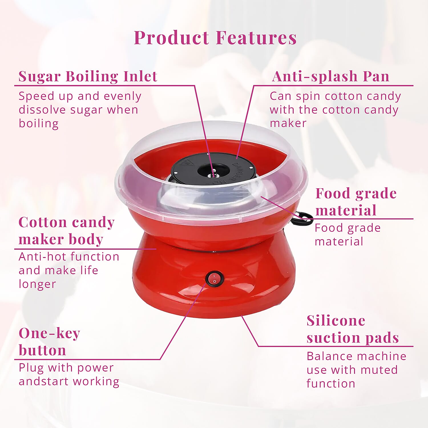 Red Color Mini Cotton Candy Machine