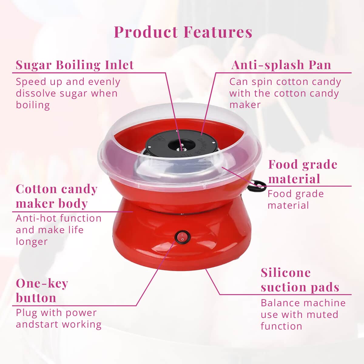 Red Color Mini Cotton Candy Machine image number 2