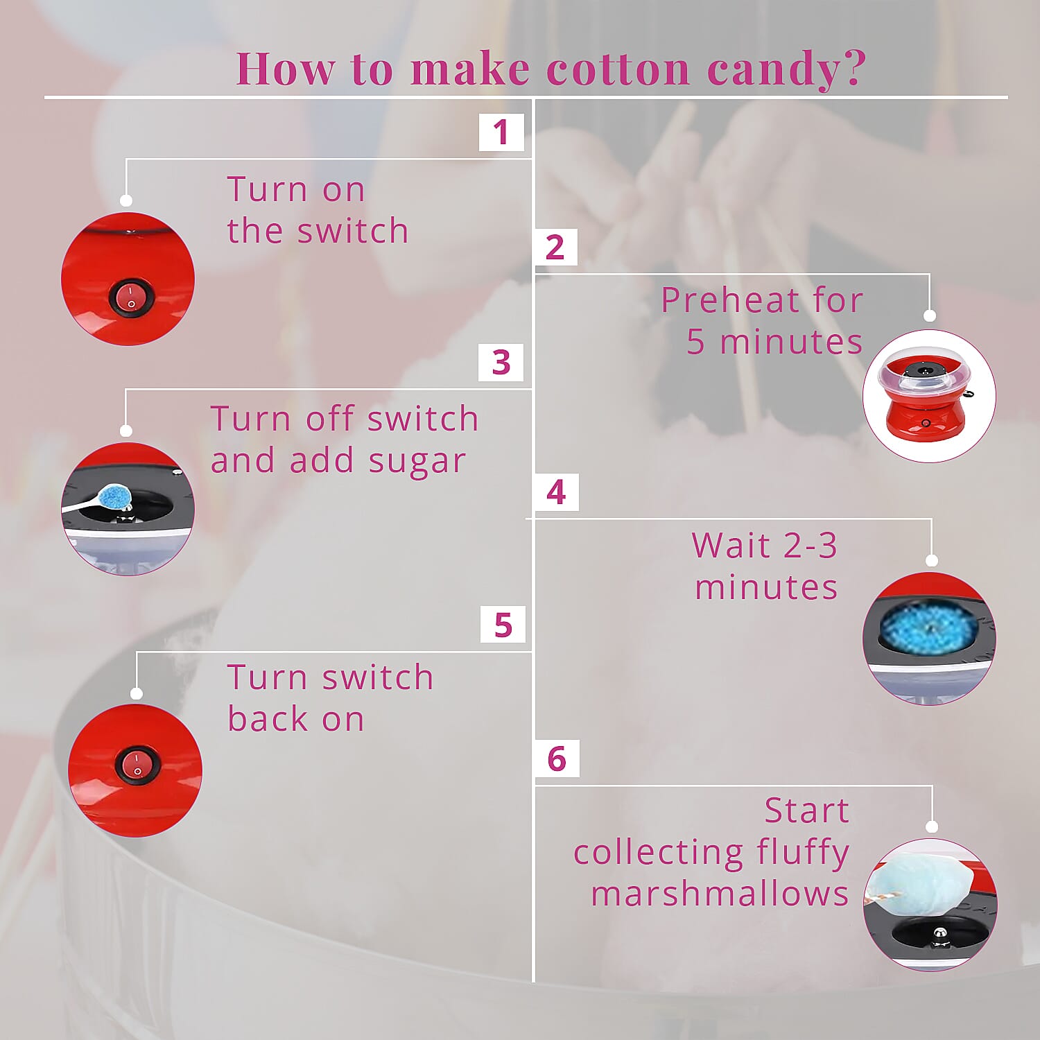 Red Color Mini Cotton Candy Machine