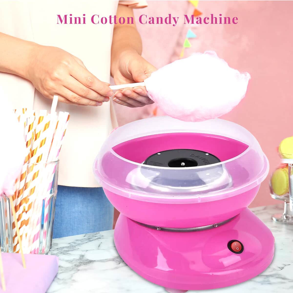 Pink Color Mini Cotton Candy Machine image number 1