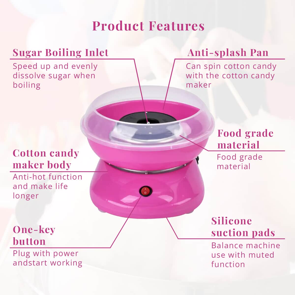 Pink Color Mini Cotton Candy Machine image number 2