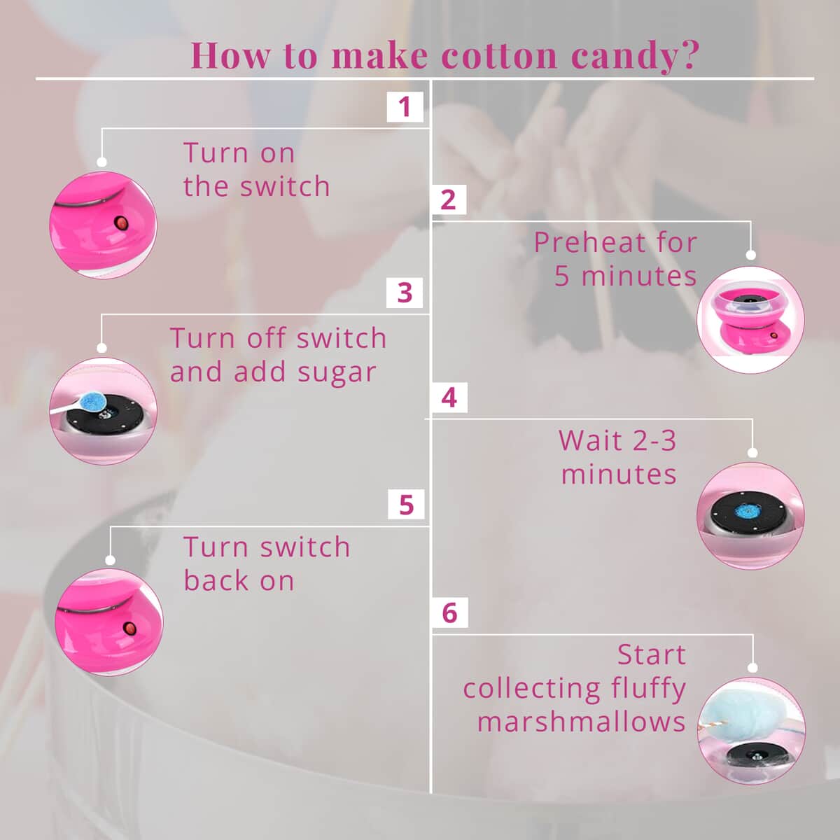 Pink Color Mini Cotton Candy Machine image number 3