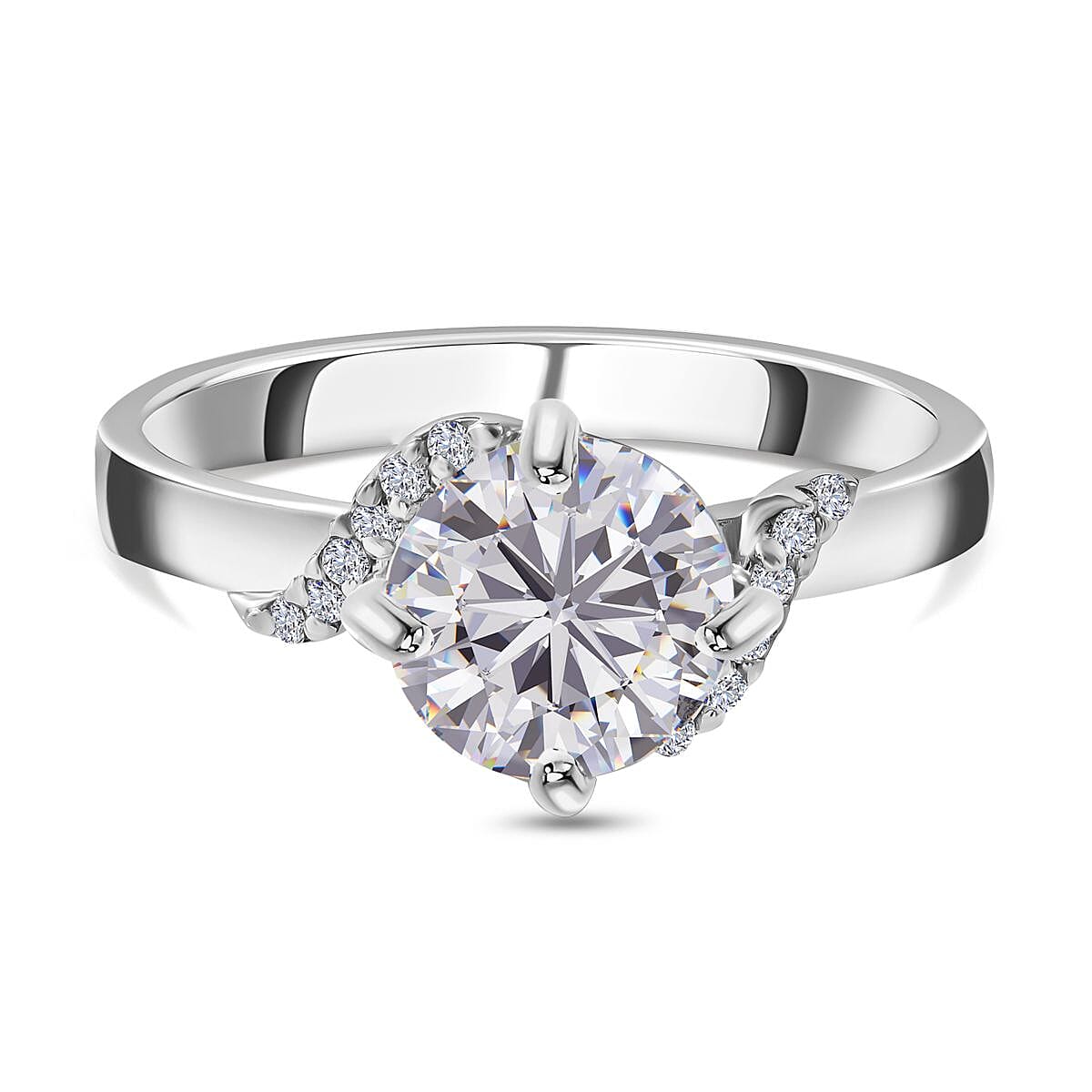 Moissanite 1.25 ctw Ring in Platinum Over Sterling Silver (Size 9.0)