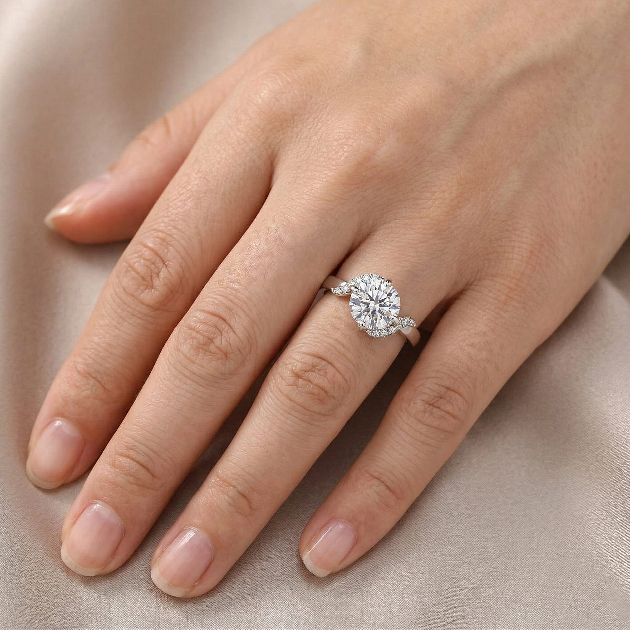 Moissanite 1.25 ctw Ring in Platinum Over Sterling Silver (Size 9.0)