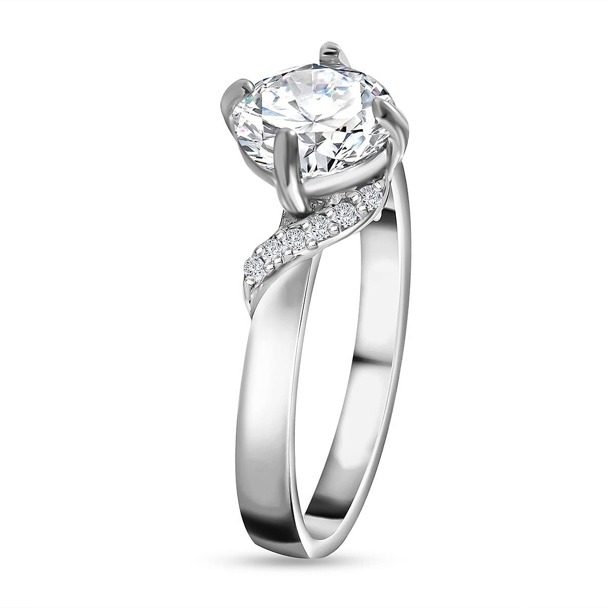 Moissanite 1.25 ctw Ring in Platinum Over Sterling Silver (Size 9.0)