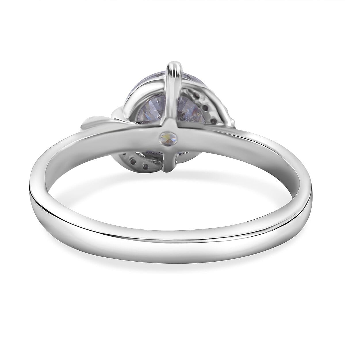Moissanite 1.25 ctw Ring in Platinum Over Sterling Silver (Size 9.0)