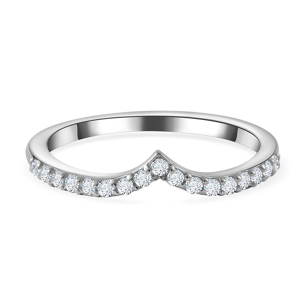 Moissanite 0.25 ctw Ring in Platinum Over Sterling Silver (Size 11.5)