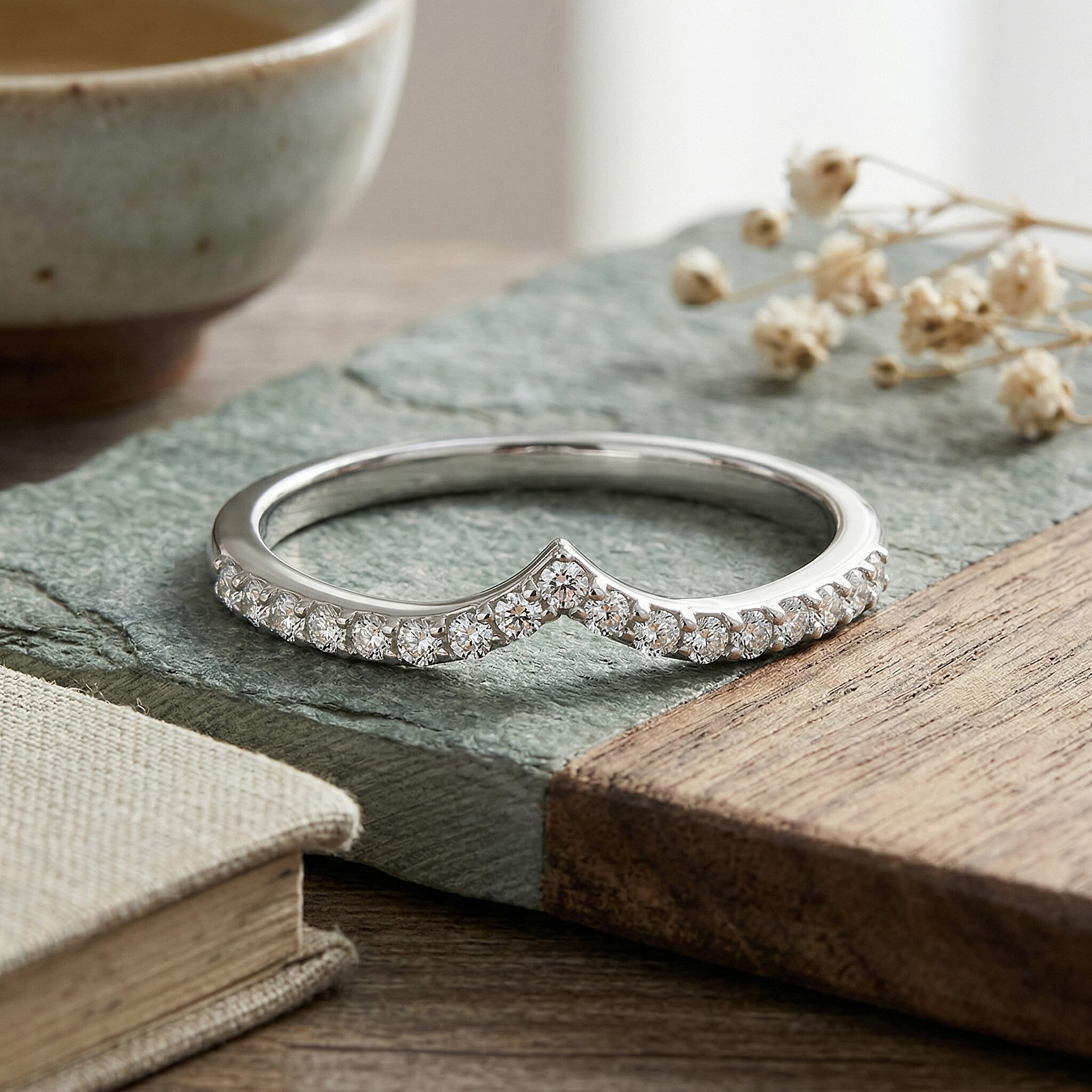 Moissanite 0.25 ctw Ring in Platinum Over Sterling Silver (Size 11.5)
