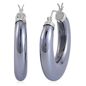 Terahertz Hoop Earrings in Rhodium Over Sterling Silver 63.70 ctw
