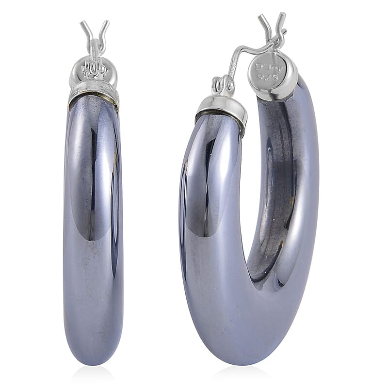 Terahertz Hoop Earrings in Rhodium Over Sterling Silver 63.70 ctw