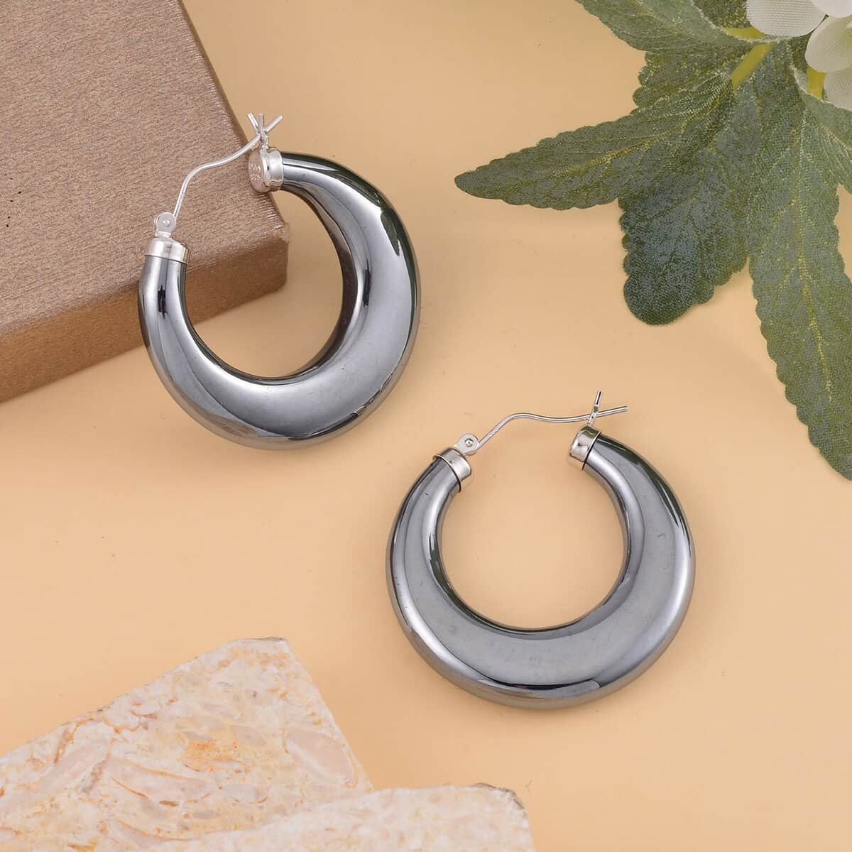 Terahertz Hoop Earrings in Rhodium Over Sterling Silver 63.70 ctw image number 1