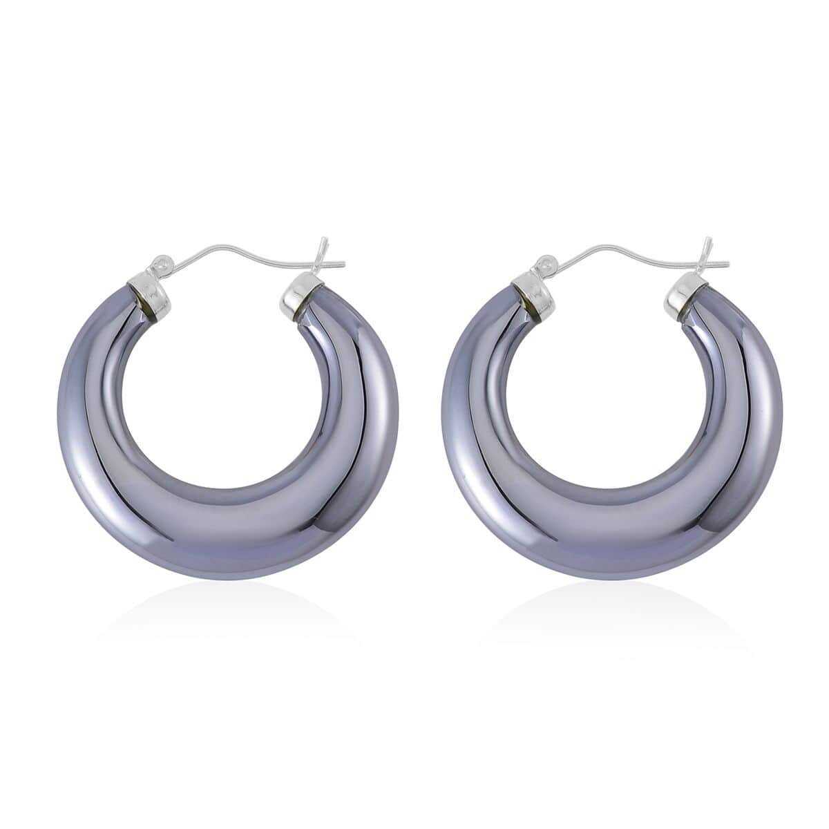 Terahertz Hoop Earrings in Rhodium Over Sterling Silver 63.70 ctw image number 3