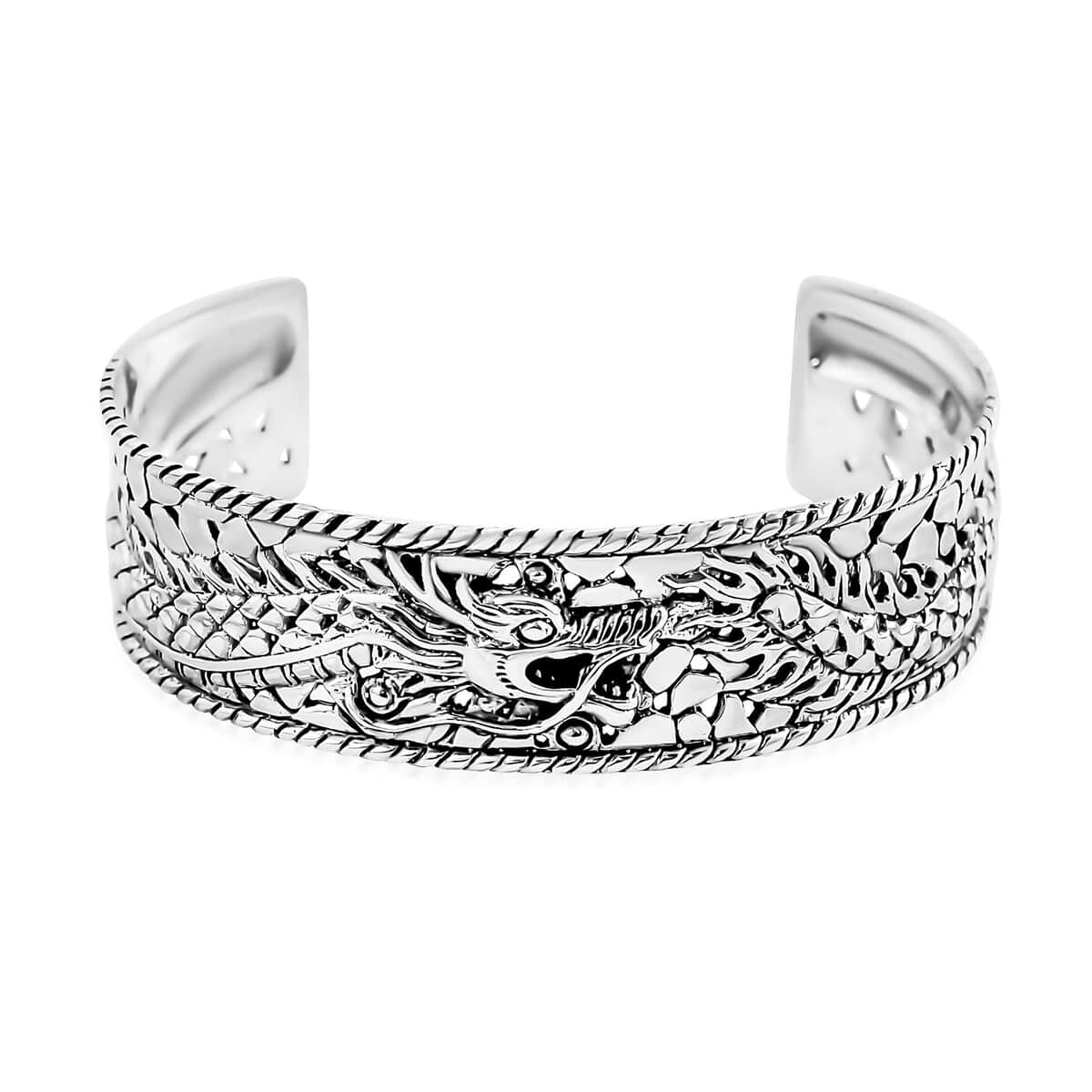 Bali Legacy Sterling Silver Dragon Cuff Bracelet (7.25 In) (26.55 g) image number 0