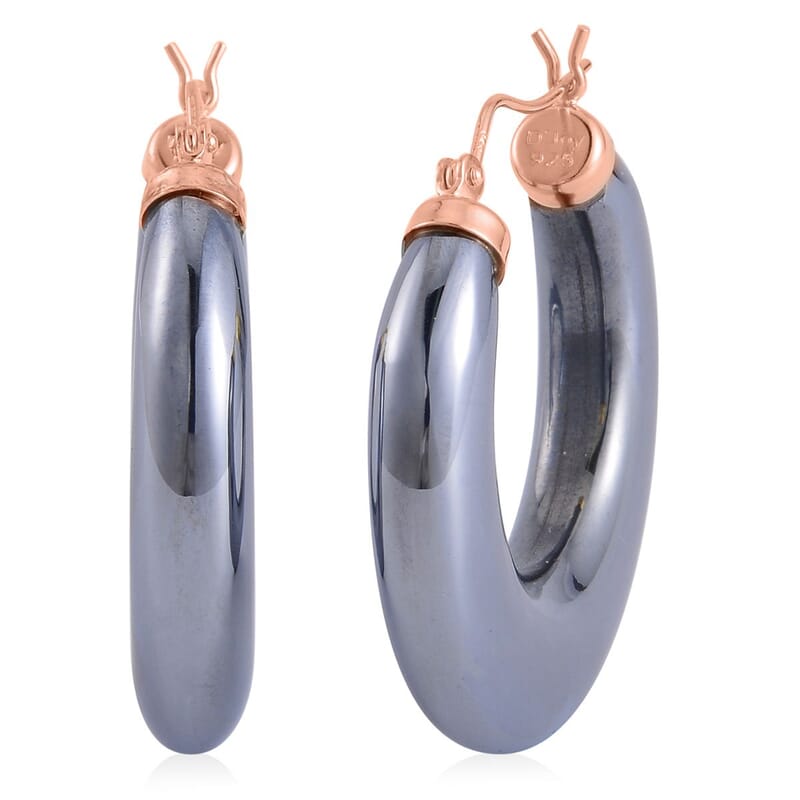 Terahertz Hoop Earrings in Vermeil Rose Gold Over Sterling Silver 63.70 ctw