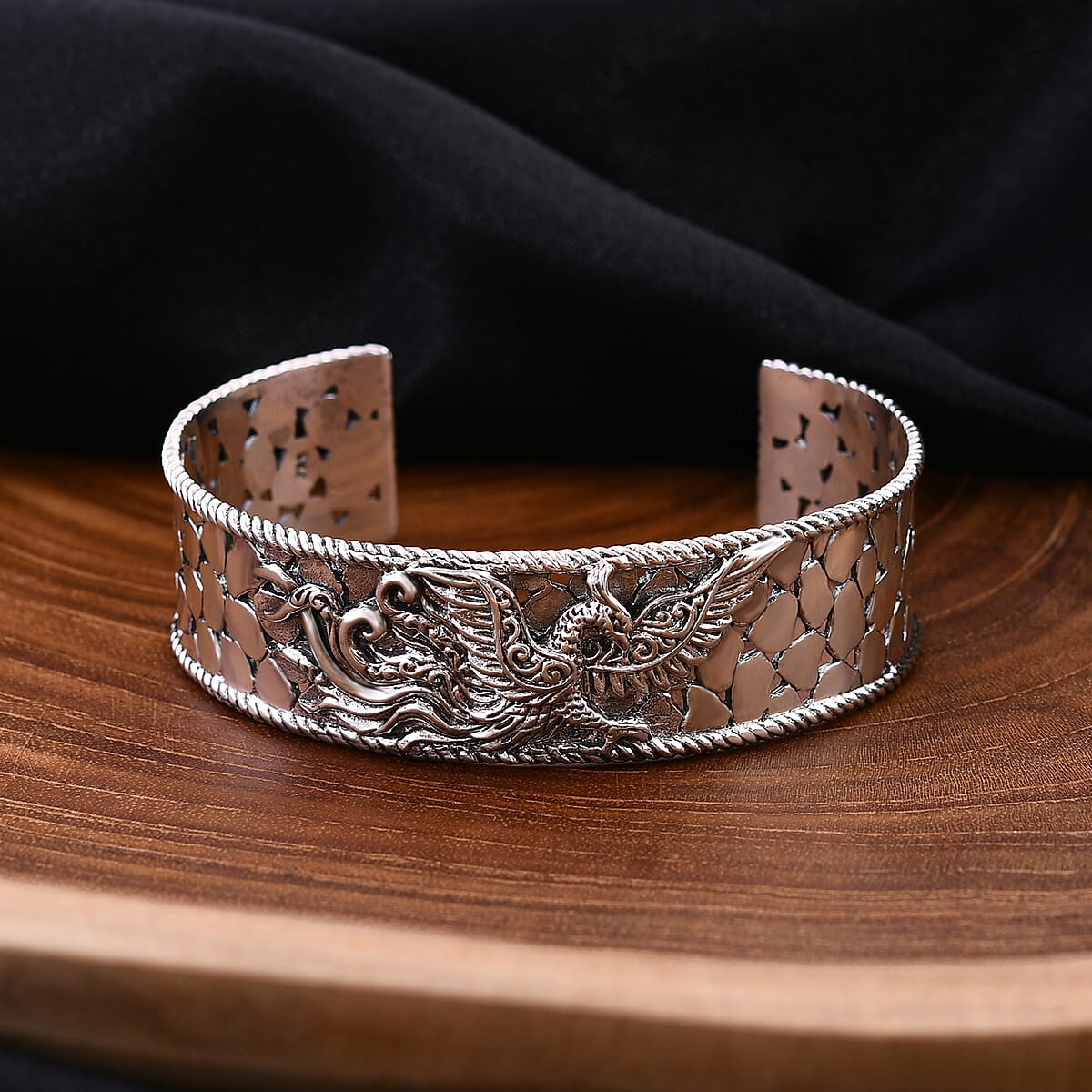 Bali Legacy Sterling Silver Phoenix Cuff Bracelet (7.25 In) 26.50 Grams image number 1