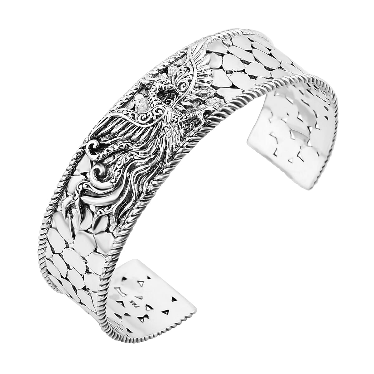 Bali Legacy Sterling Silver Phoenix Cuff Bracelet (7.25 In) 26.50 Grams image number 4