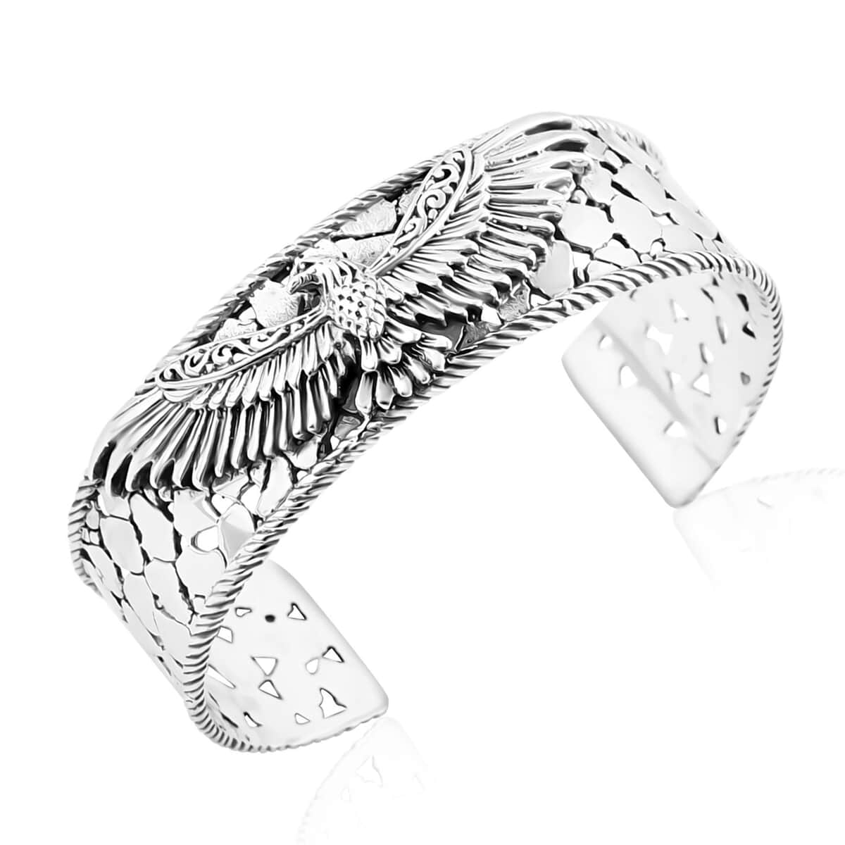 Bali Legacy Sterling Silver Eagle Cuff Bracelet (7.25 In) 26.50 Grams image number 3