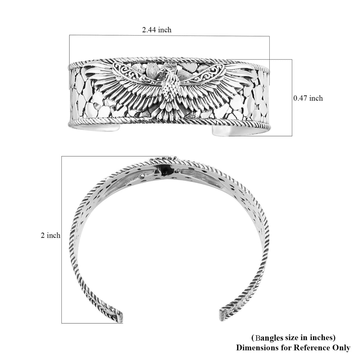 Bali Legacy Sterling Silver Eagle Cuff Bracelet (7.25 In) 26.50 Grams image number 5