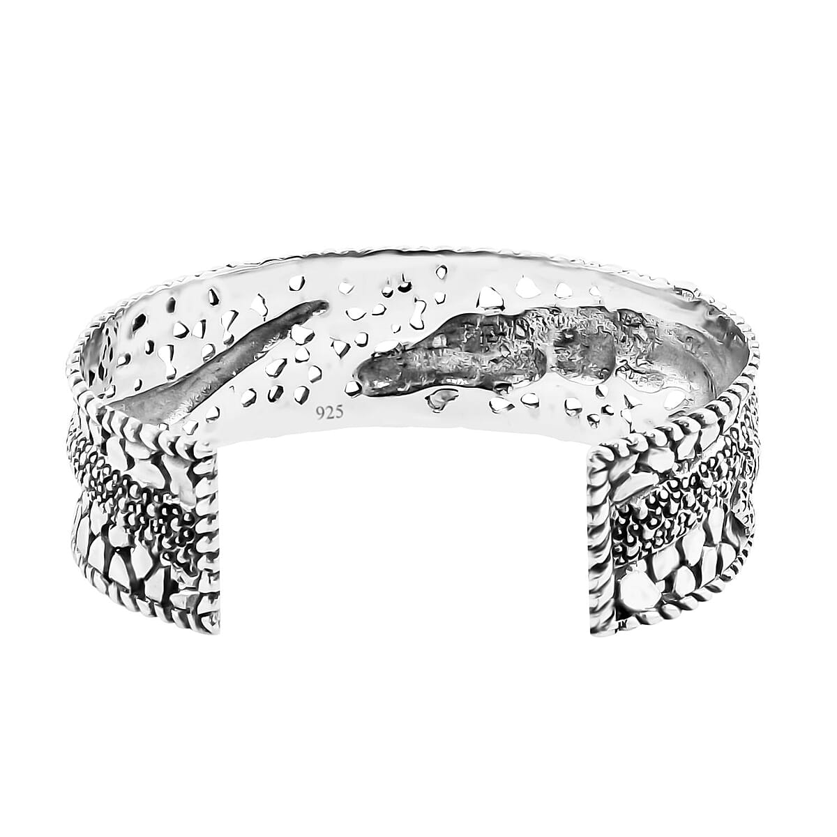 Bali Legacy Sterling Silver Crocodile Cuff Bracelet (7.25 In) 26.50 Grams image number 4
